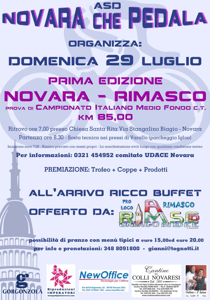 E una bella pedalata Novara – Rimasco (29/07)?